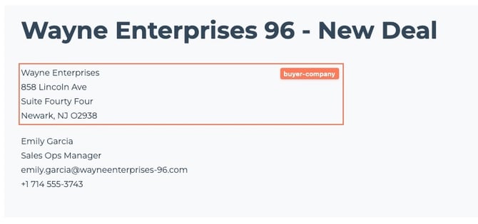 Buyer Company Displayed