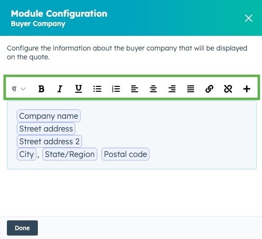 Formatting Buyer Company