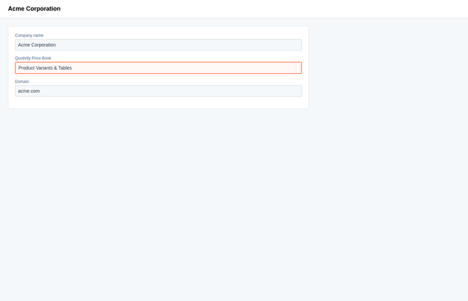 a HubSpot company record with the price book field highlighted