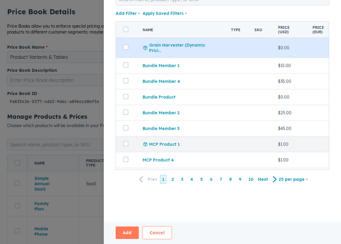 the Override modal with Product Variant selected in the Override By dropdown